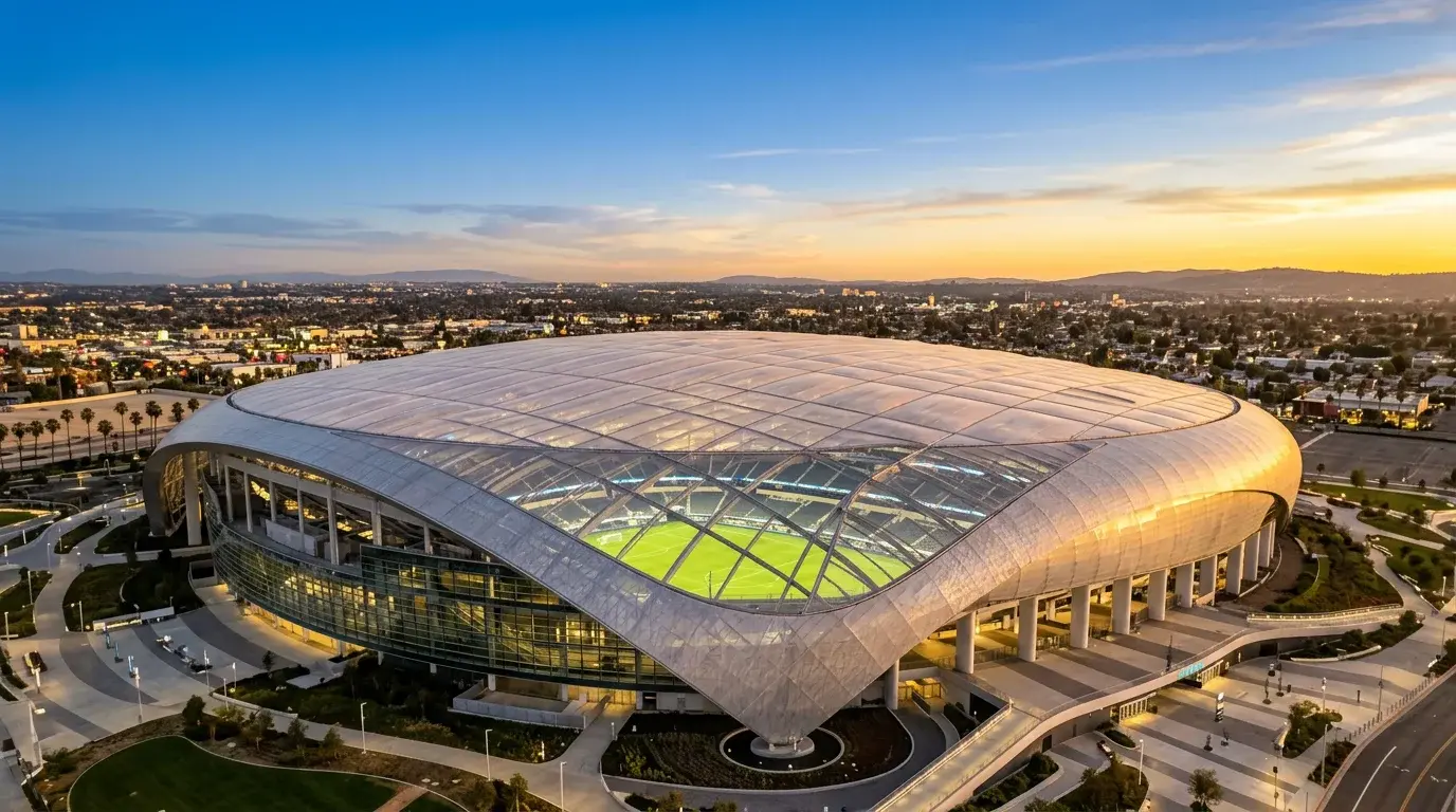 SoFi Stadium in Los Angeles California exterior view modern venue for World Cup 2026 matches