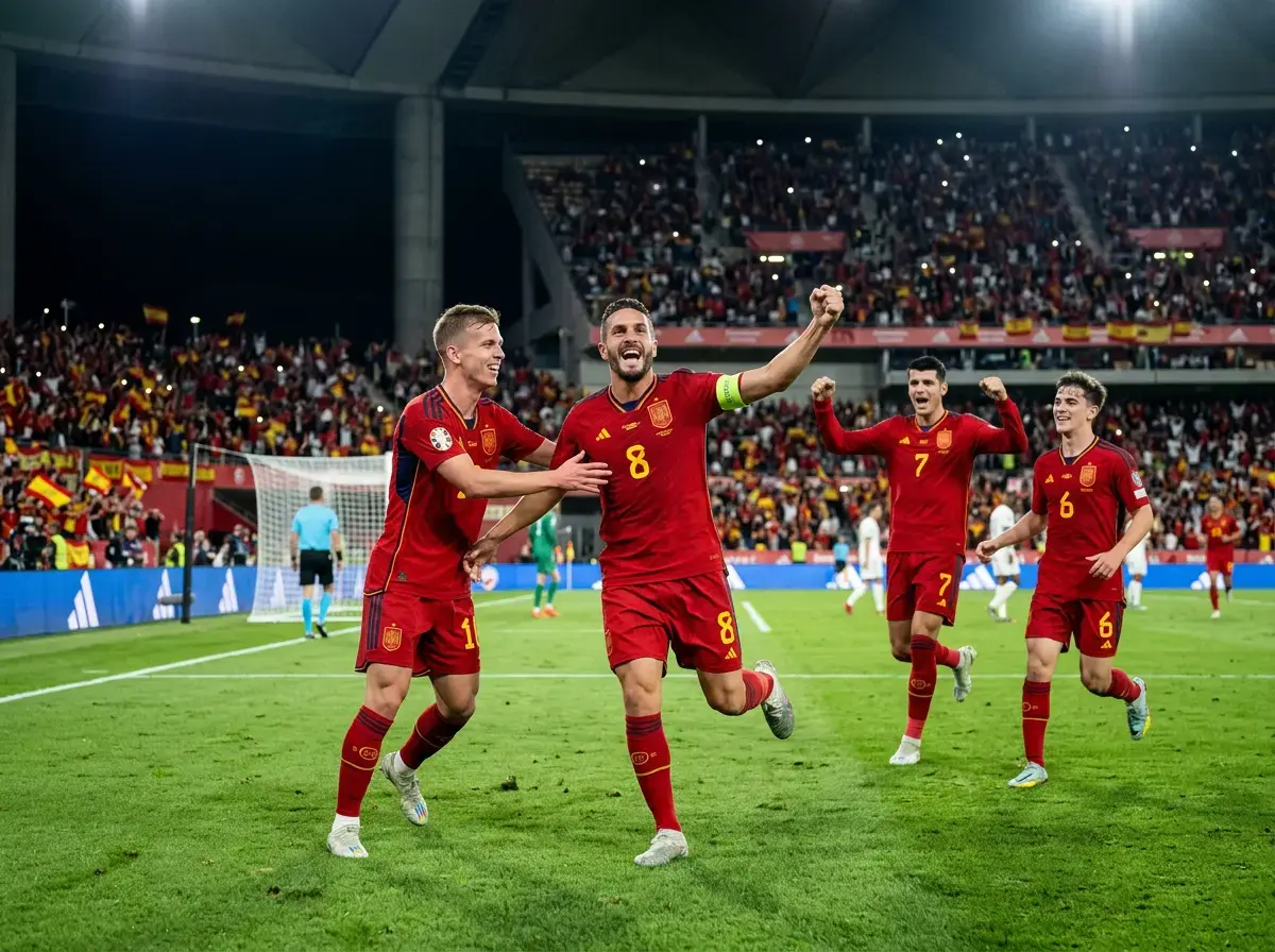 Spain national team featuring Lamine Yamal and Nico Williams as Euro 2024 champions