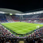 World Cup 2026 Group I featuring France national team blue colours on football stadium pitch