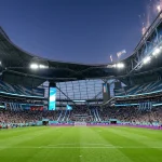 World Cup 2026 Group J featuring Argentina national team colours on football stadium pitch