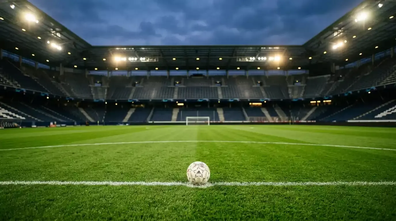 Match ball on a floodlit pitch ahead of a World Cup 2026 evening kick-off