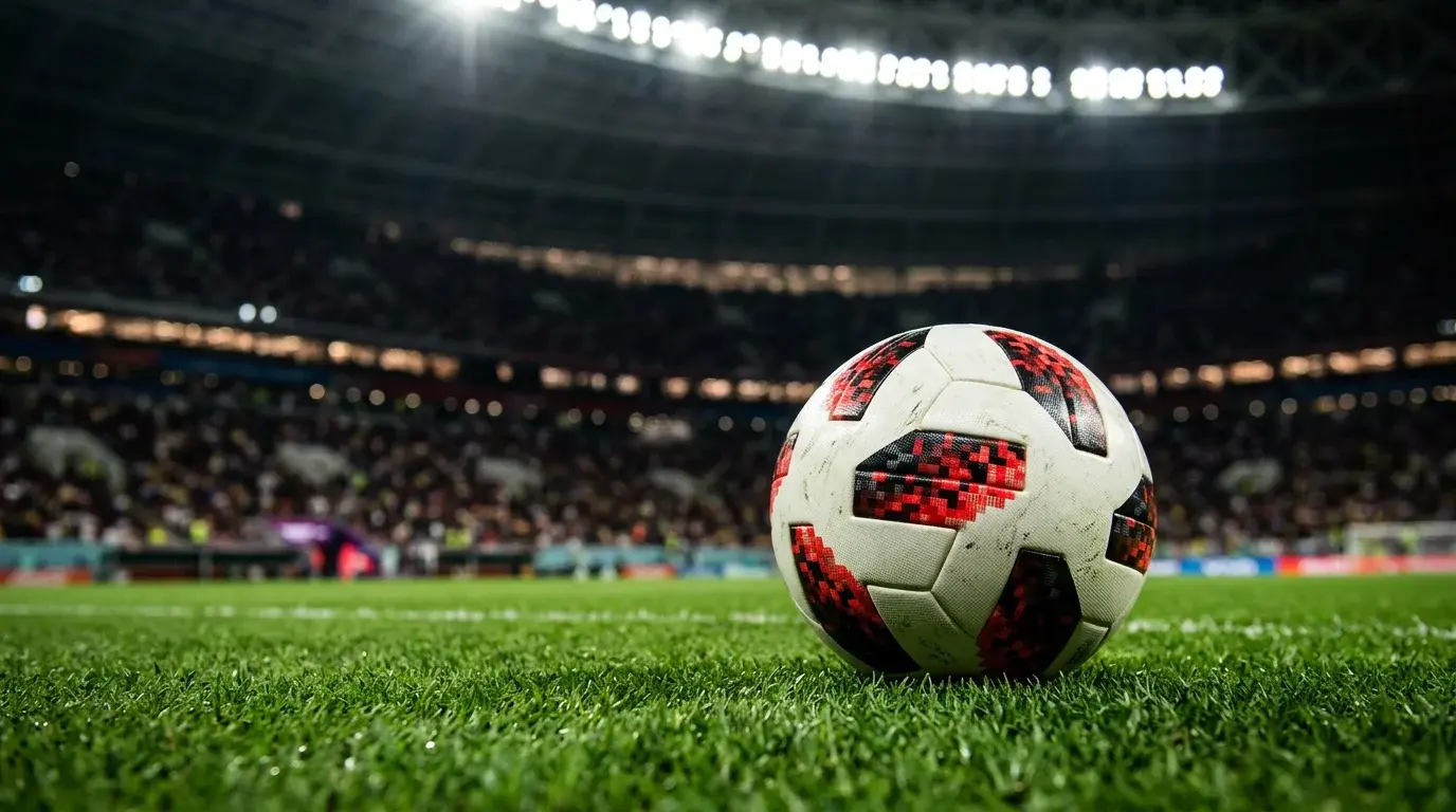 Football betting glossary illustration with football on pitch and betting terminology concept